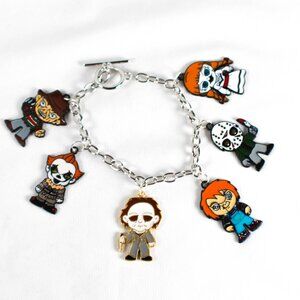Gothic Horror Stainless Steel Charm Bracelet | 6 Villain Charms | Simplistic